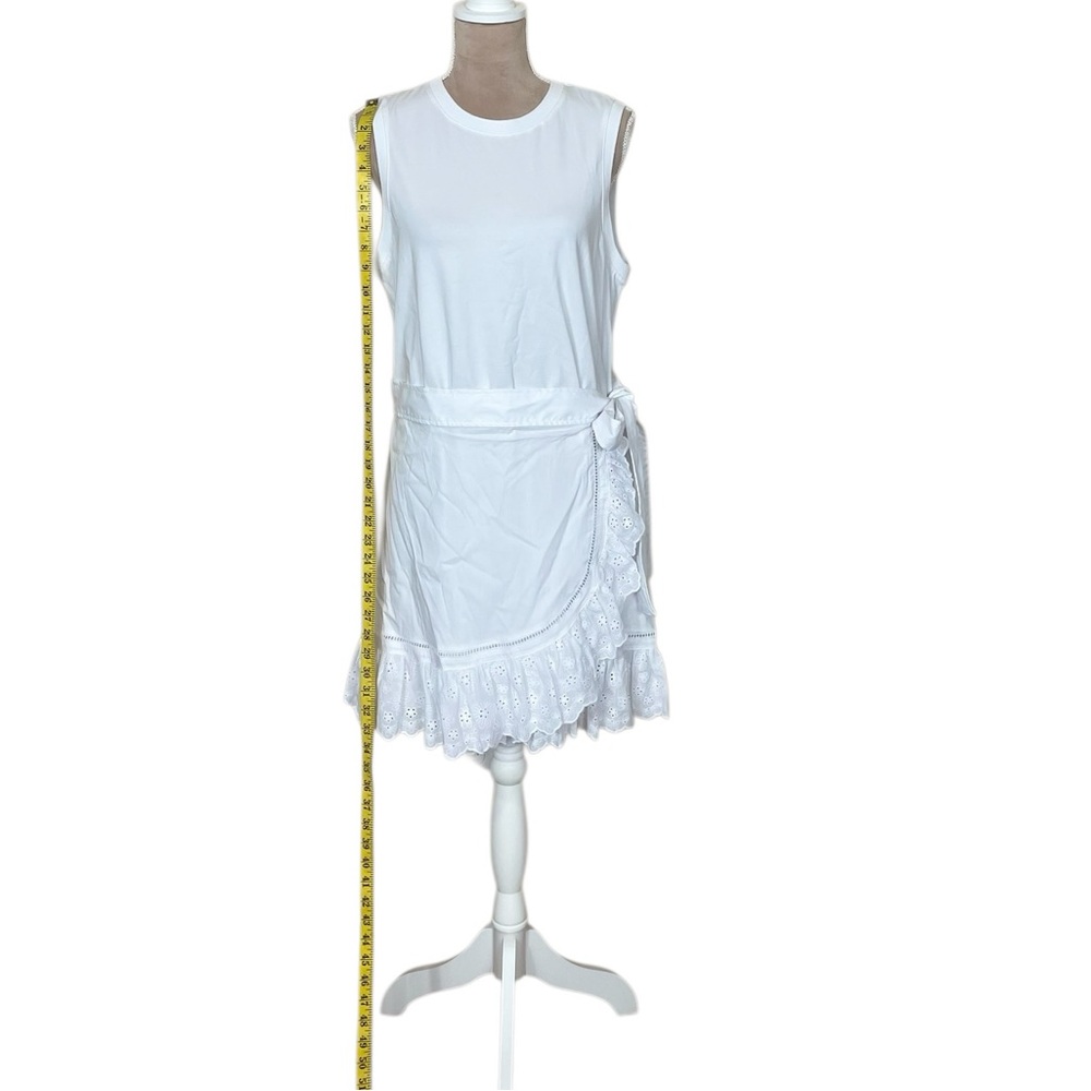 cinq a sept “Mahlia” White Eyelet Detail Ruffle Wrap Mini Dress NWT $325 - Picture 9 of 15